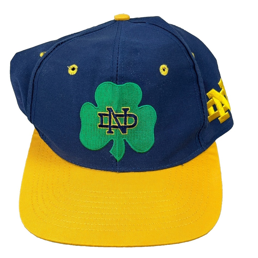 Vintage Notre Dame Fighting Irish Hat Cap Fitted Size 7 The Game 90s Clover Logo